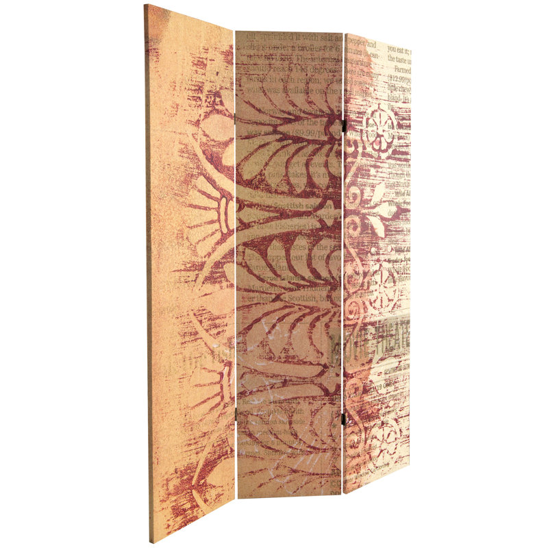 6-Panel Gold and Rust Canvas Folding Room Divider