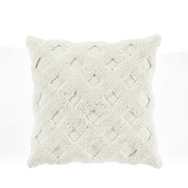 Off-White Cotton Tufted Square Decorative Pillow