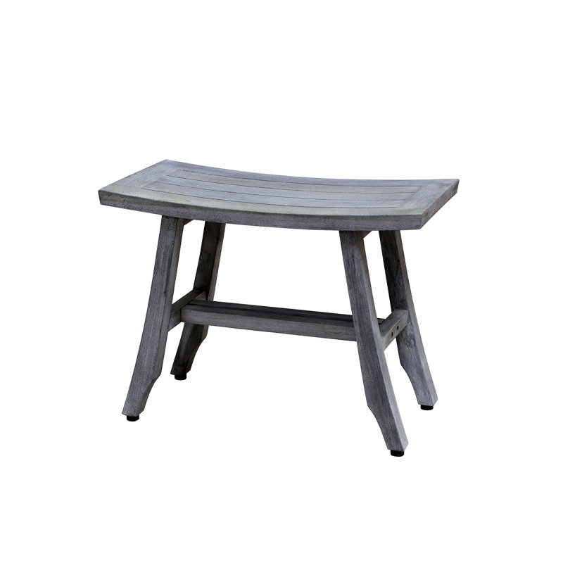 Satori Antique Gray Wide Teak Wood Spa Shower Bench, 26"