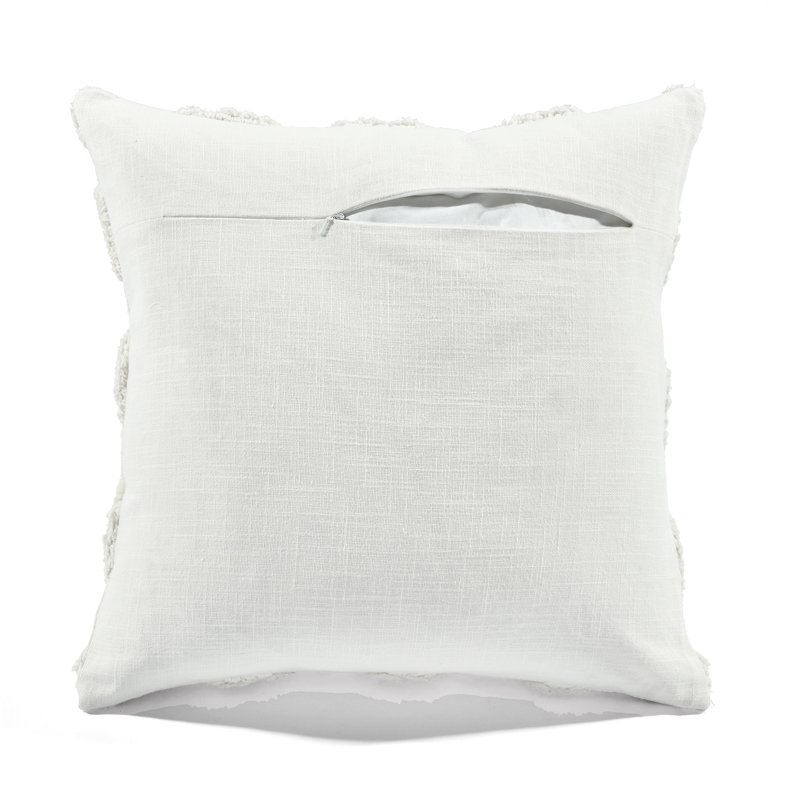Off-White Cotton Tufted Square Decorative Pillow