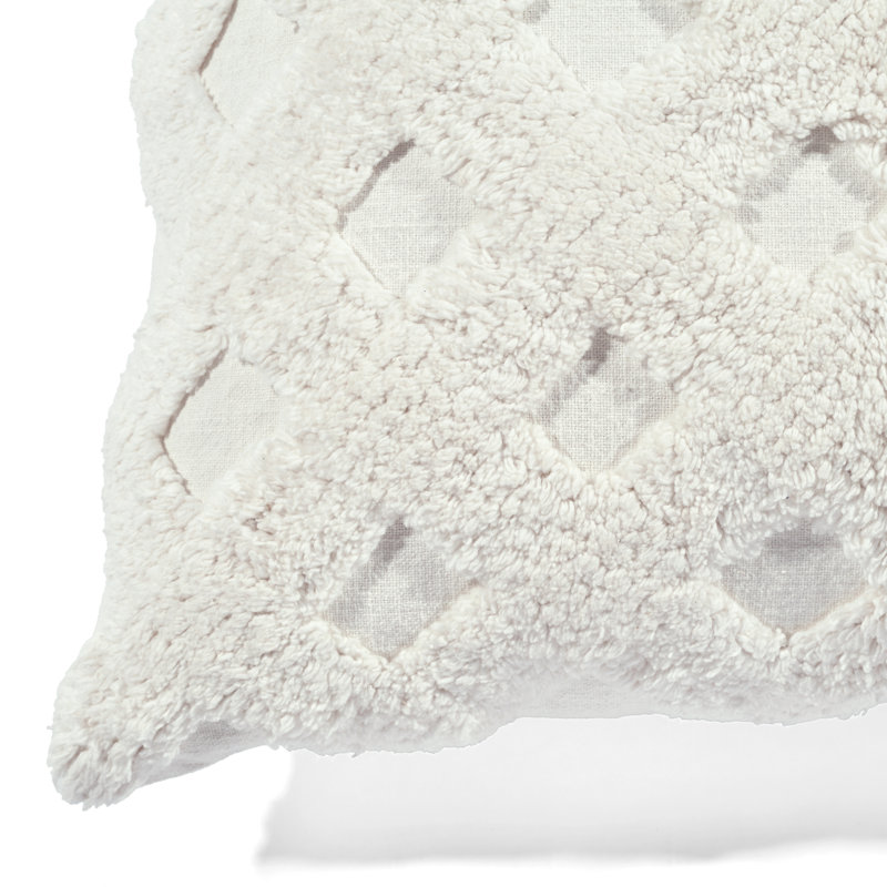 Off-White Cotton Tufted Square Decorative Pillow