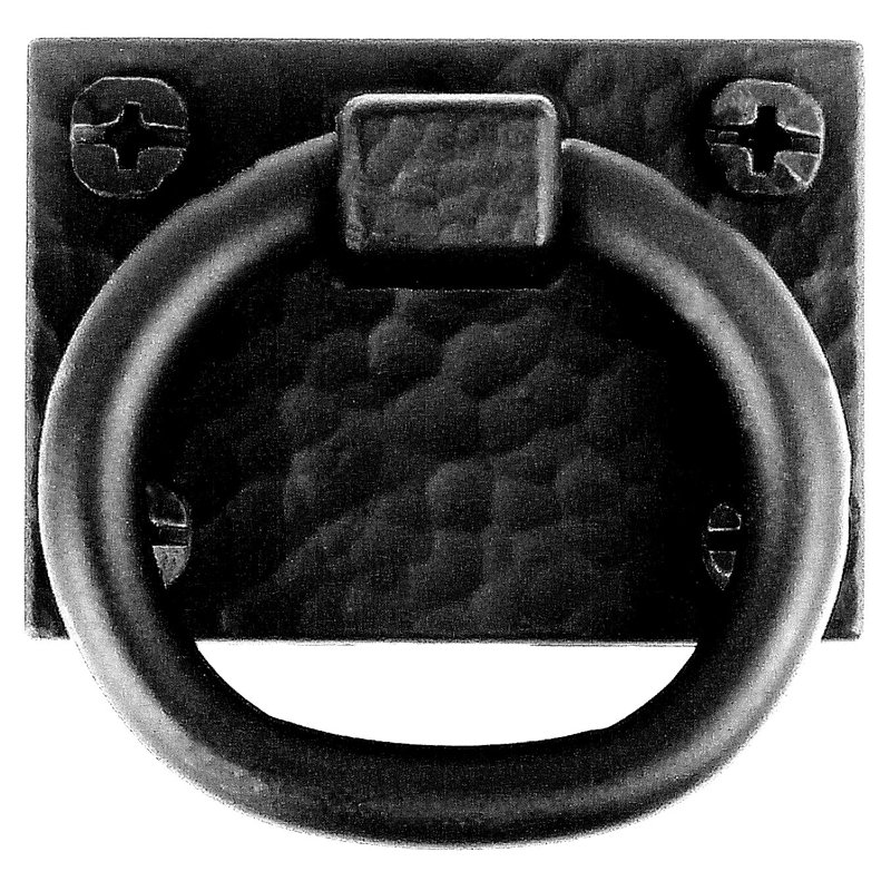 2-Inch Black Iron Square Ring Pull Cabinet Handle