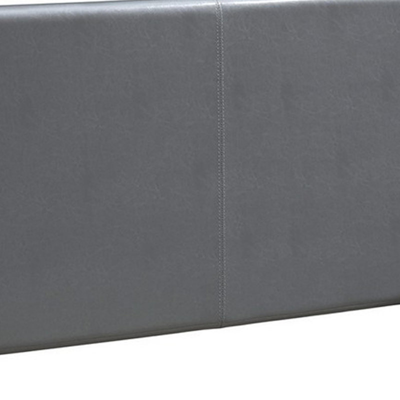 Elegant Gray Faux Leather Full Bed with Tufted Headboard and Nailhead Trim