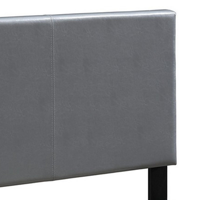 Elegant Gray Faux Leather Full Bed with Tufted Headboard and Nailhead Trim