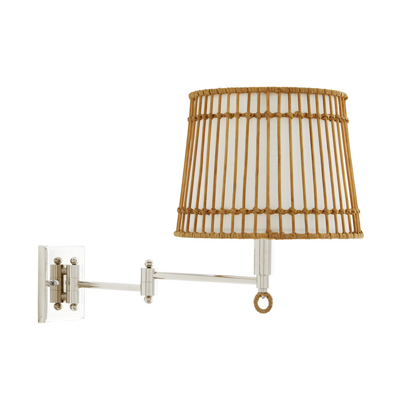 Sea Island Chrome 14.5" Swing Arm Sconce with Ivory Linen