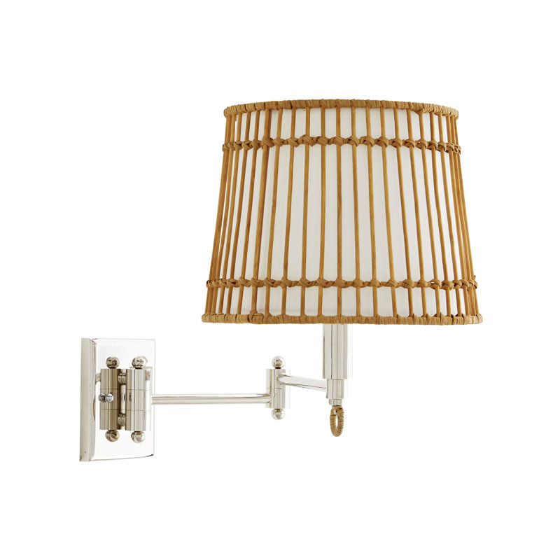 Sea Island Chrome 14.5" Swing Arm Sconce with Ivory Linen