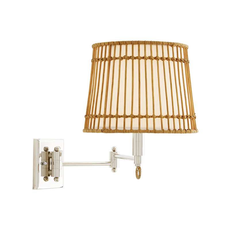 Sea Island Chrome 14.5" Swing Arm Sconce with Ivory Linen