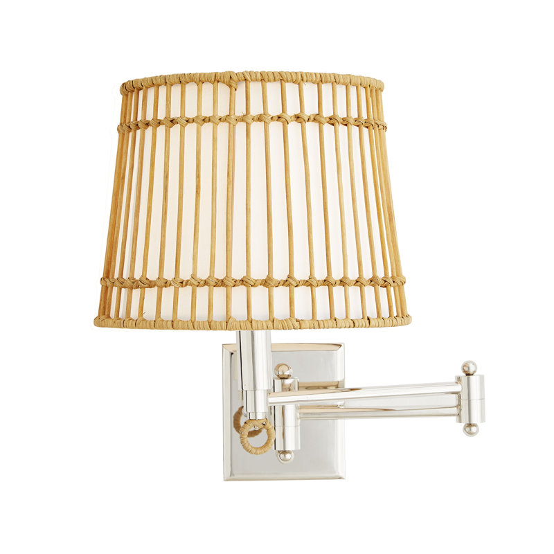 Sea Island Chrome 14.5" Swing Arm Sconce with Ivory Linen