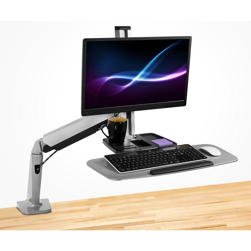 ErgoFlex 26" Silver Steel Adjustable Standing Desk Converter