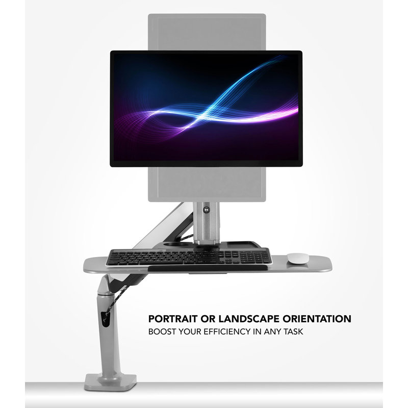 ErgoFlex 26" Silver Steel Adjustable Standing Desk Converter