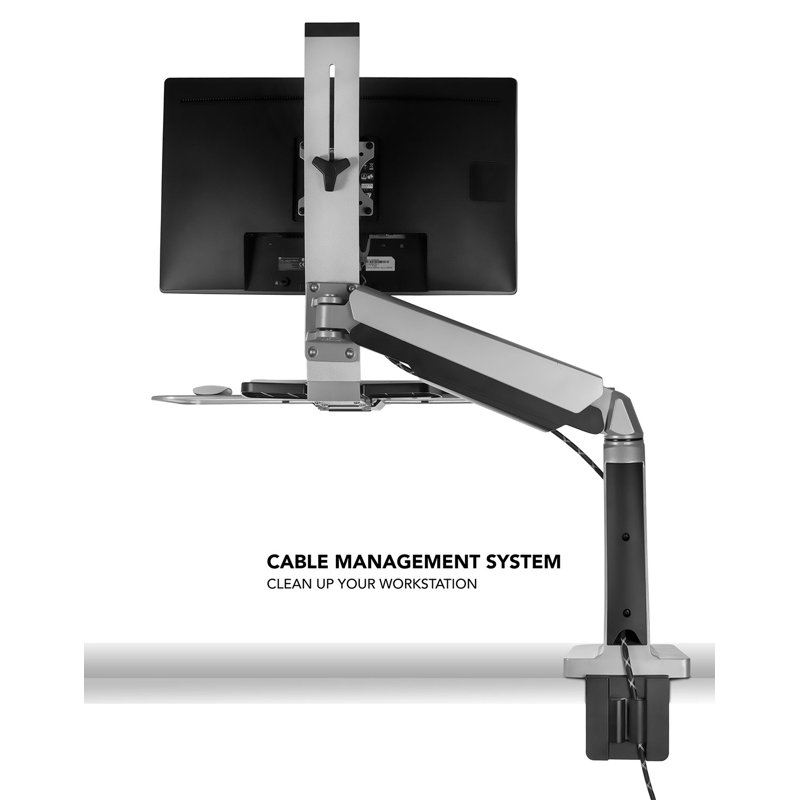 ErgoFlex 26" Silver Steel Adjustable Standing Desk Converter