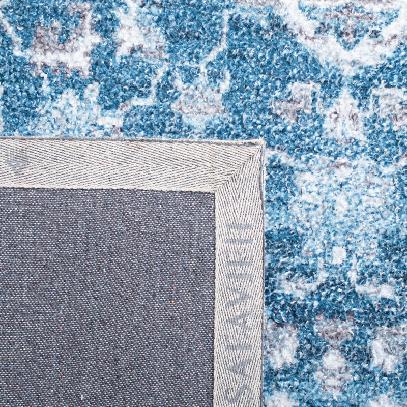 Vintage Elegance 5'x8' Blue Cotton Blend Flatweave Area Rug