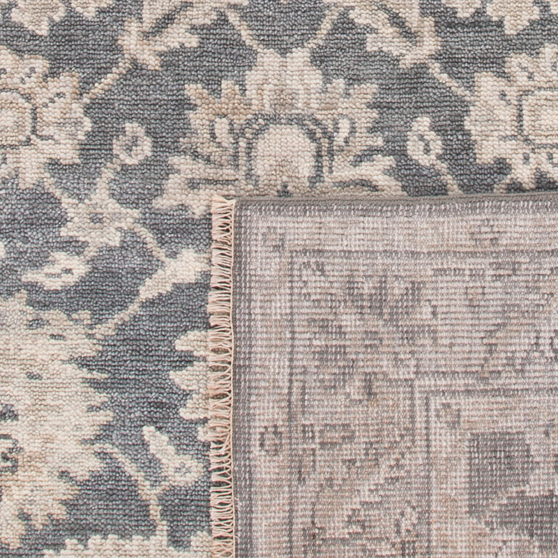 Hand-Knotted Wool Southwestern 8' x 10' Dark Grey & Beige Area Rug