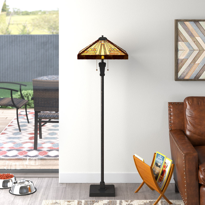 Stephen Geometric Tiffany-Style Bronze Floor Lamp, 59.5" Height