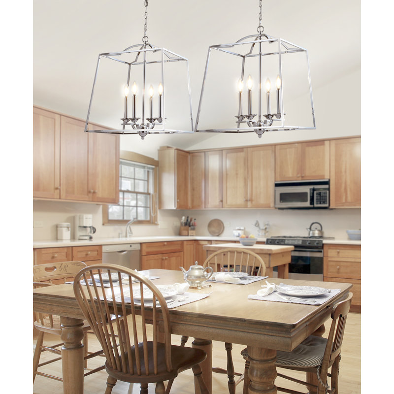 Gloria Polished Chrome 19" LED Lantern Pendant - Adjustable Height