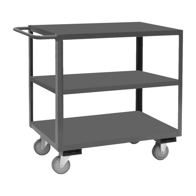 Durham 36'' Industrial Gray 3-Shelf Utility Cart with Polyurethane Wheels