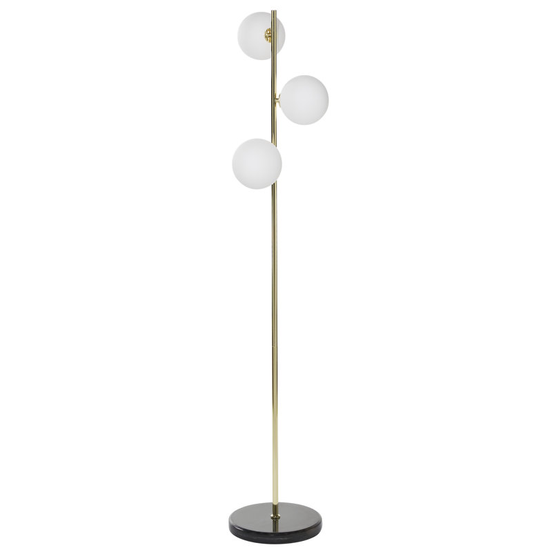 Gold and White 55" Modern Floor Lamp with Marble Base