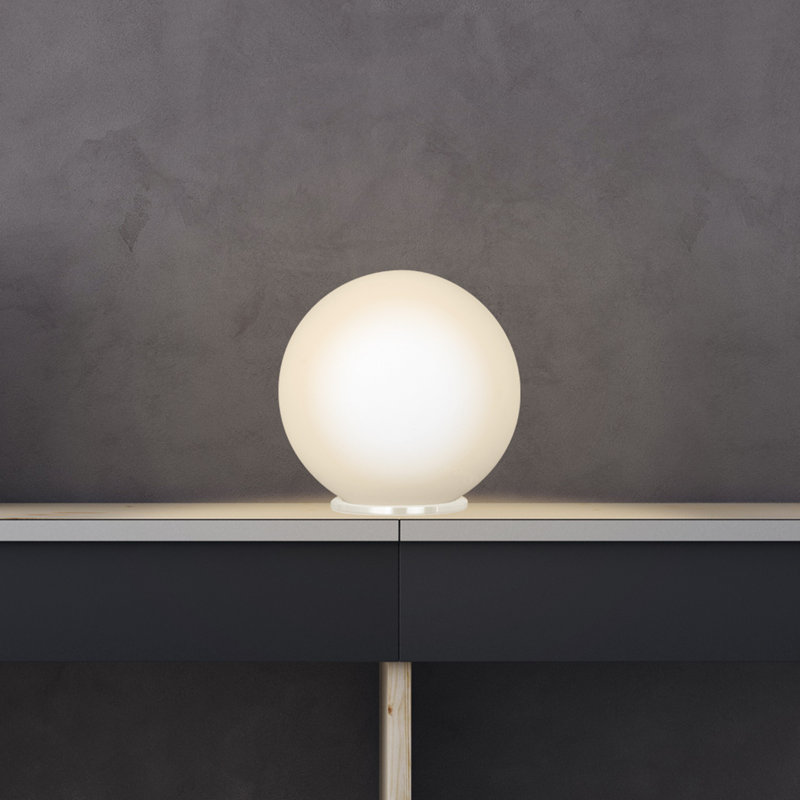 Rondo 8'' White Opal Glass Globe Table Lamp