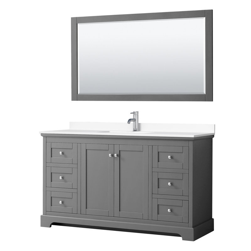Avery 60'' Dark Gray Single Bathroom Vanity with Marble Top