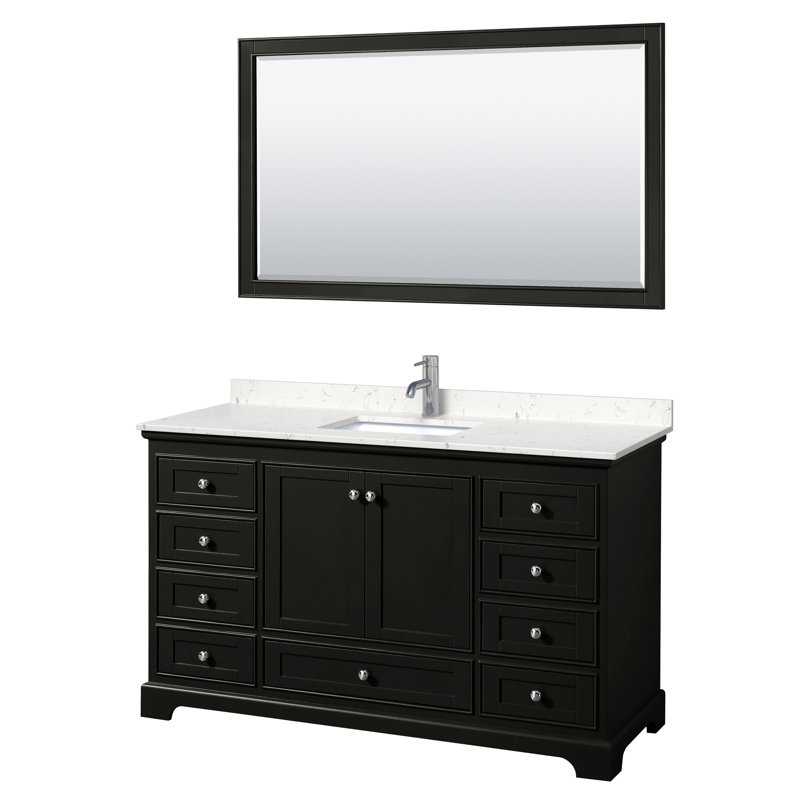 Deborah 60'' Dark Espresso Single Freestanding Bathroom Vanity with Light-Vein Carrara Marble Top