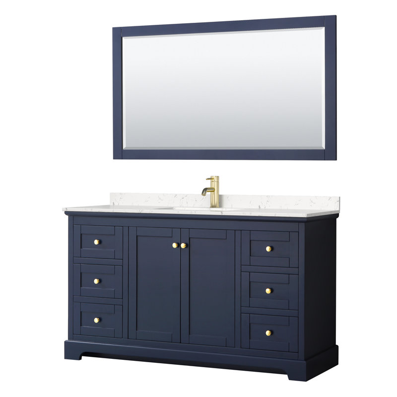 Avery 60'' Dark Blue Marble Top Single Vanity