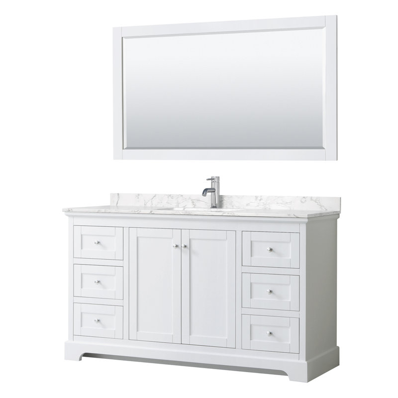 Avery 60'' White Single Bathroom Vanity with Marble Top