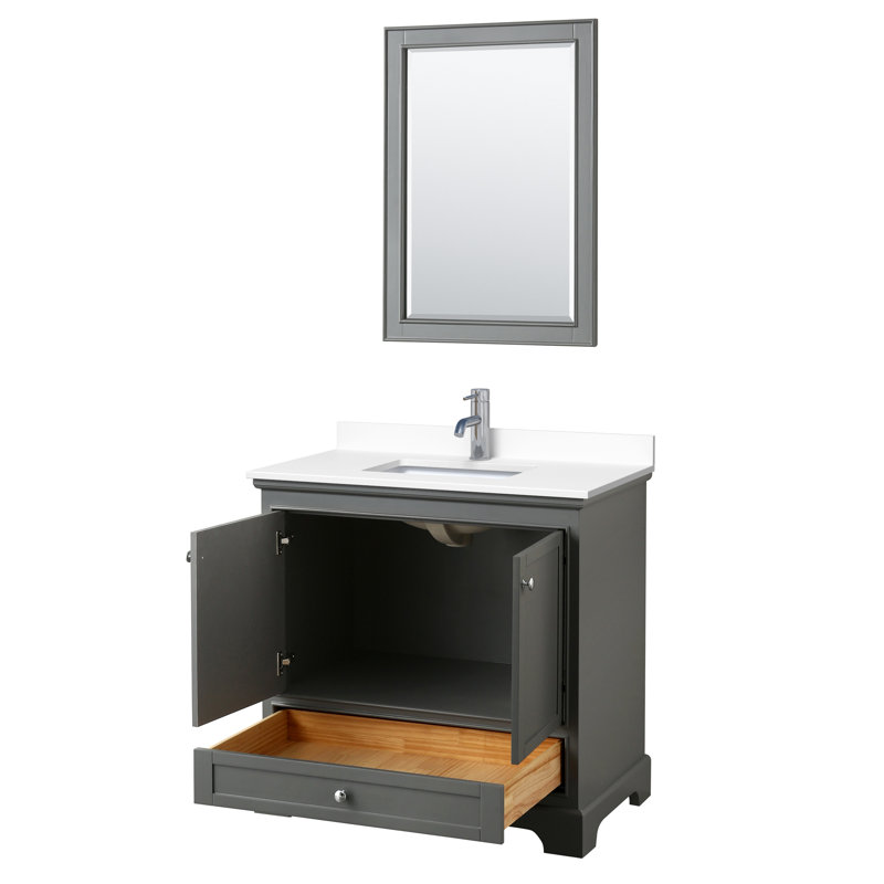 Deborah Dark Gray 36" Single Vanity with White Cultured Marble Top
