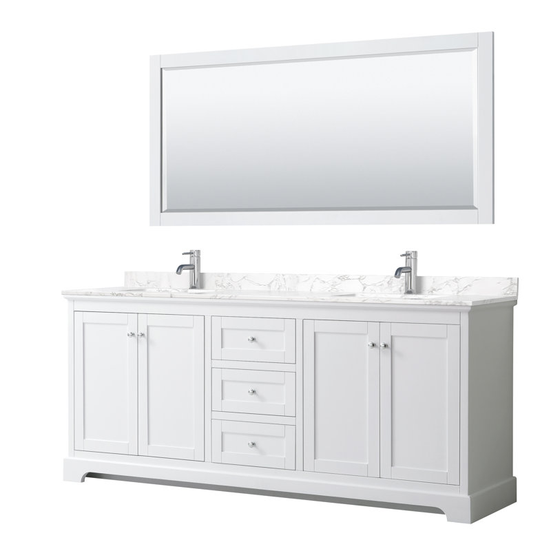 Avery 80" White Double Bathroom Vanity with Cultured Marble Top