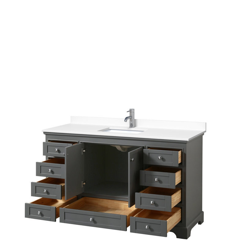 Deborah 60'' Dark Gray Single Bathroom Vanity with Marble Top