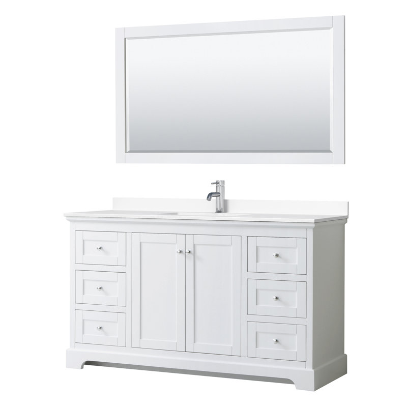 Avery 60'' White Single Bathroom Vanity with Marble Top