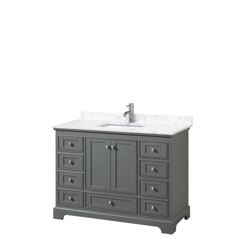 Deborah 48'' Dark Gray Single Freestanding Vanity with Carrara Cultured Marble Top