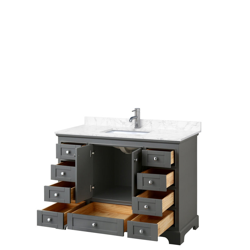 Deborah 48'' Dark Gray Single Freestanding Vanity with Carrara Cultured Marble Top