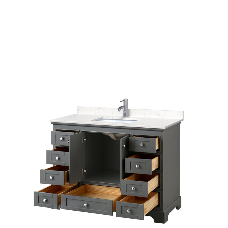 Deborah 48'' Dark Gray Single Freestanding Vanity with Carrara Cultured Marble Top