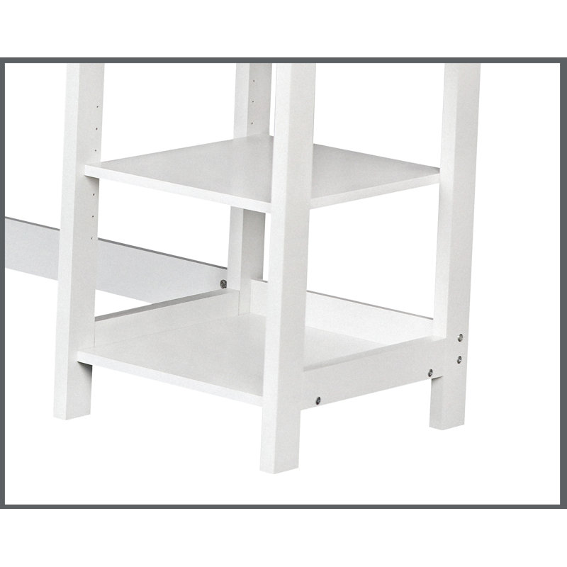 Finley White and Gray Oak L-Shaped Writing Desk with Drawer
