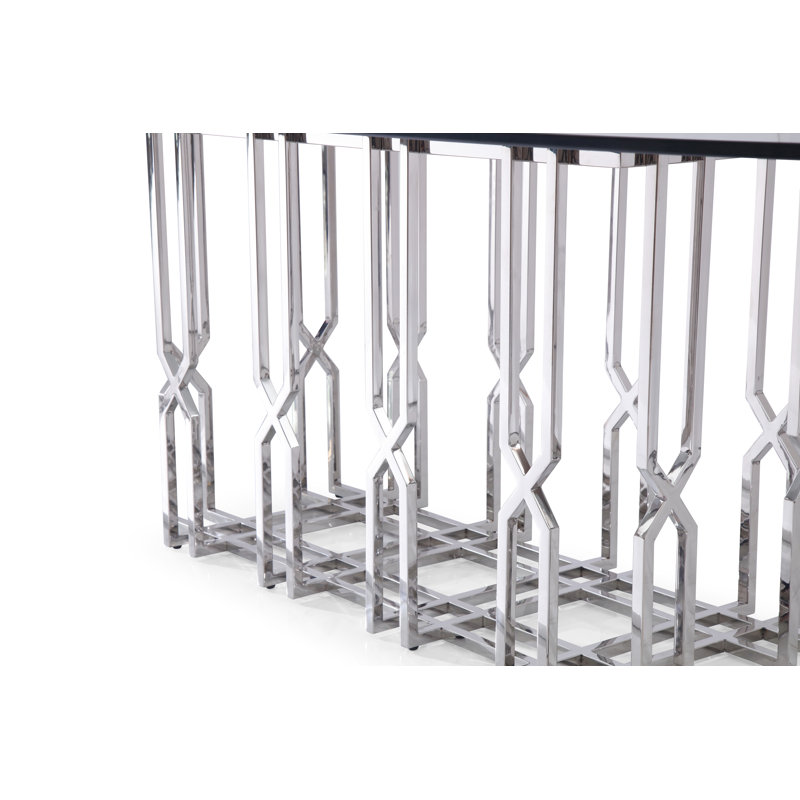 Ericson Modern Clear Glass & Chrome Dining Table for Six
