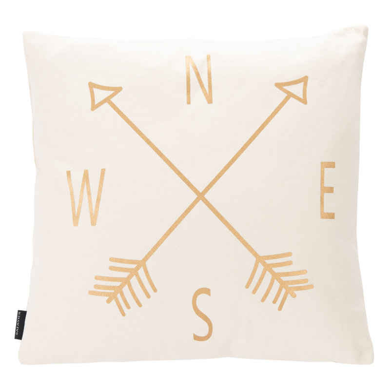 Safavieh 19" Compass Square Throw Pillow in Beige/Gold