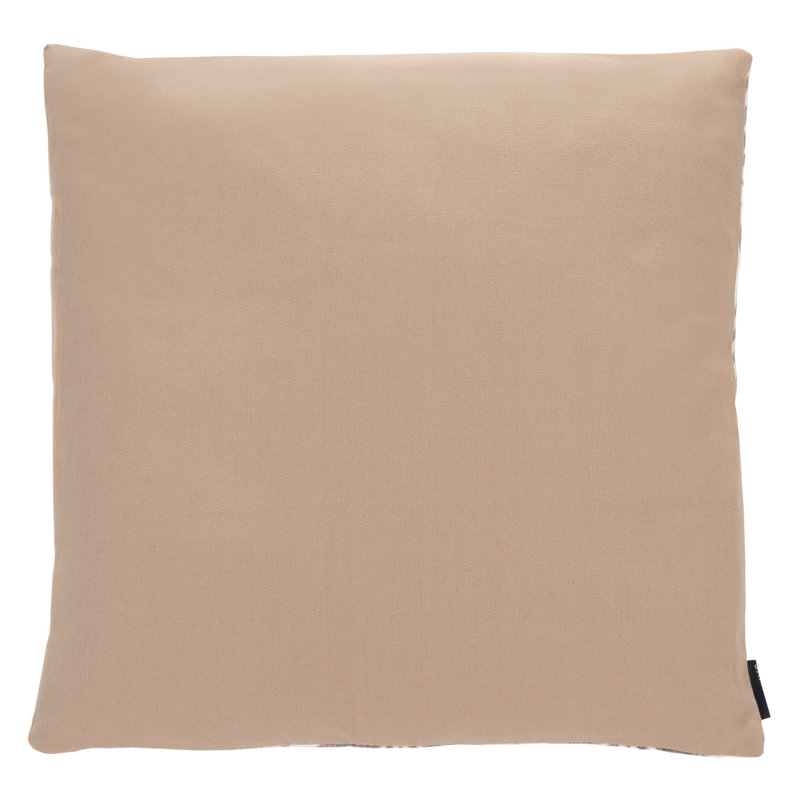 Classic Contemporary Chic Beige & White Cotton Blend Square Throw Pillow