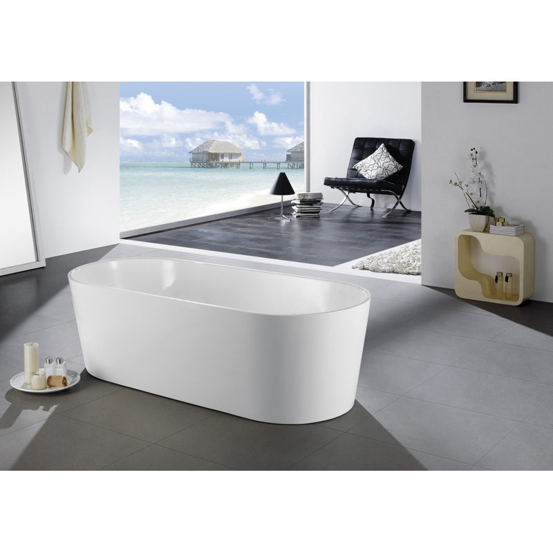 Ovale 67'' White Freestanding Acrylic Bathtub