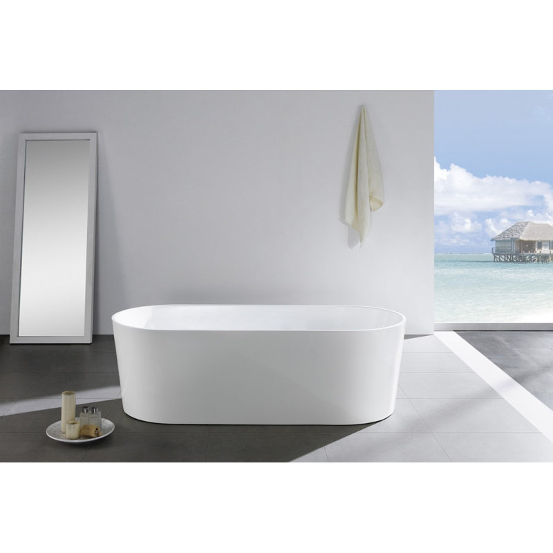 Ovale 67'' White Freestanding Acrylic Bathtub