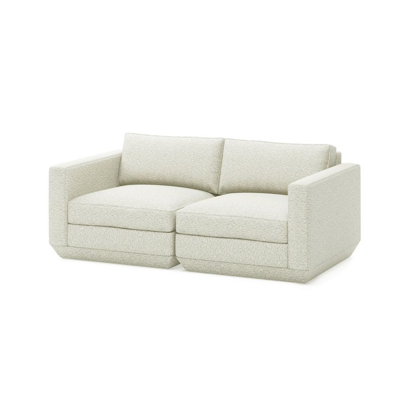 White Two-Piece Modular Sofa with Pillow Back