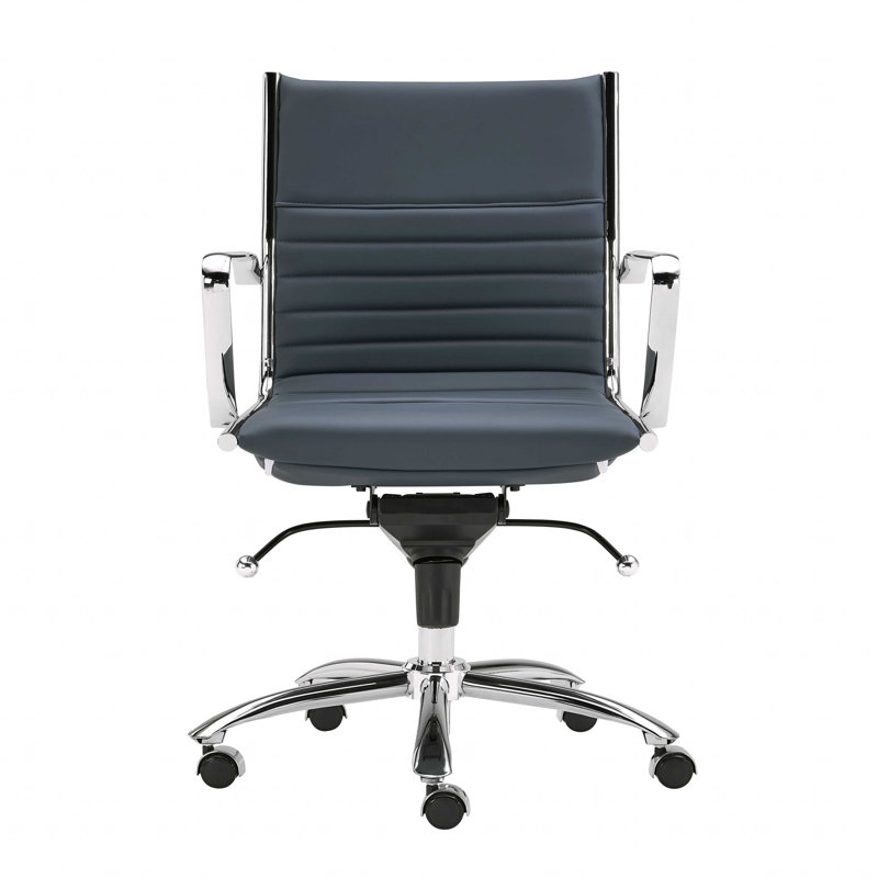 Amelia Blue Faux Leather Swivel Task Chair with Metal Frame