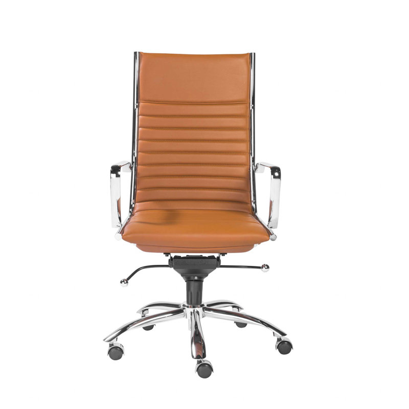 Amelia Cognac Faux Leather High Back Swivel Office Chair