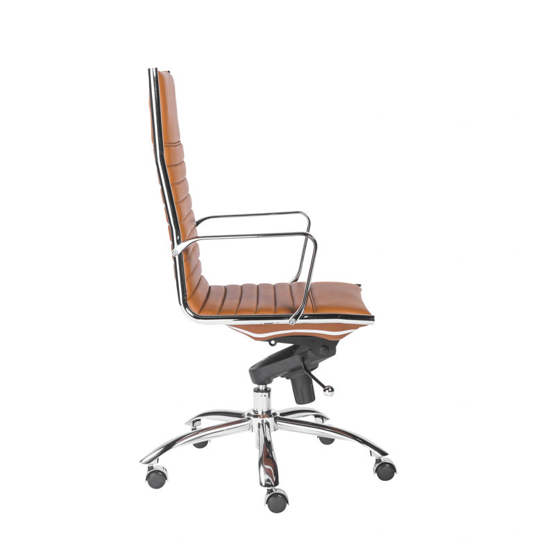 Amelia Cognac Faux Leather High Back Swivel Office Chair