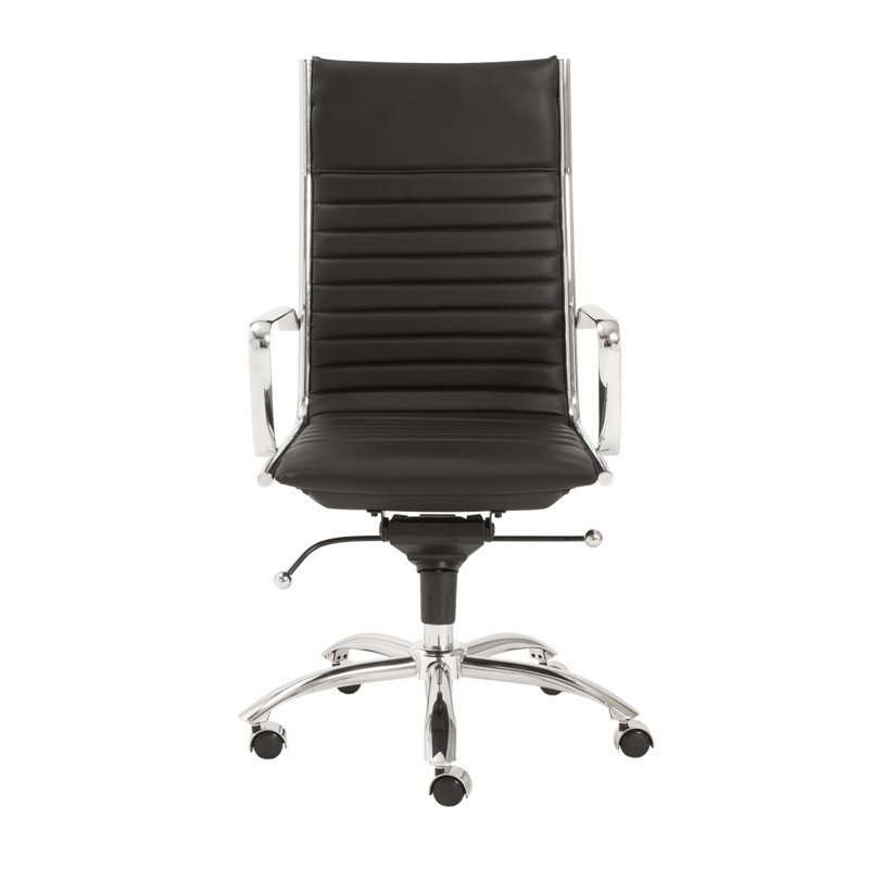 Black High Back Leatherette Swivel Task Chair with Adjustable Arms