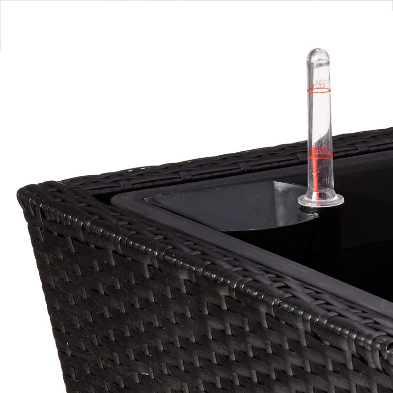 Vista Black Resin Wicker Square Planter, 14-inch