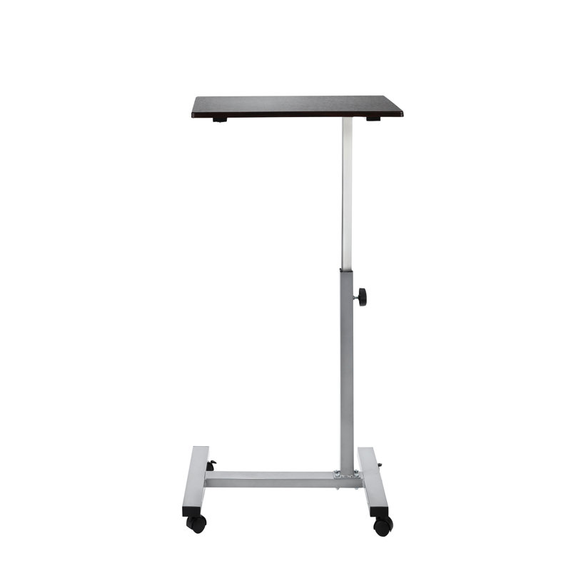 Silver Adjustable Height Rolling Laptop Desk with Wheels
