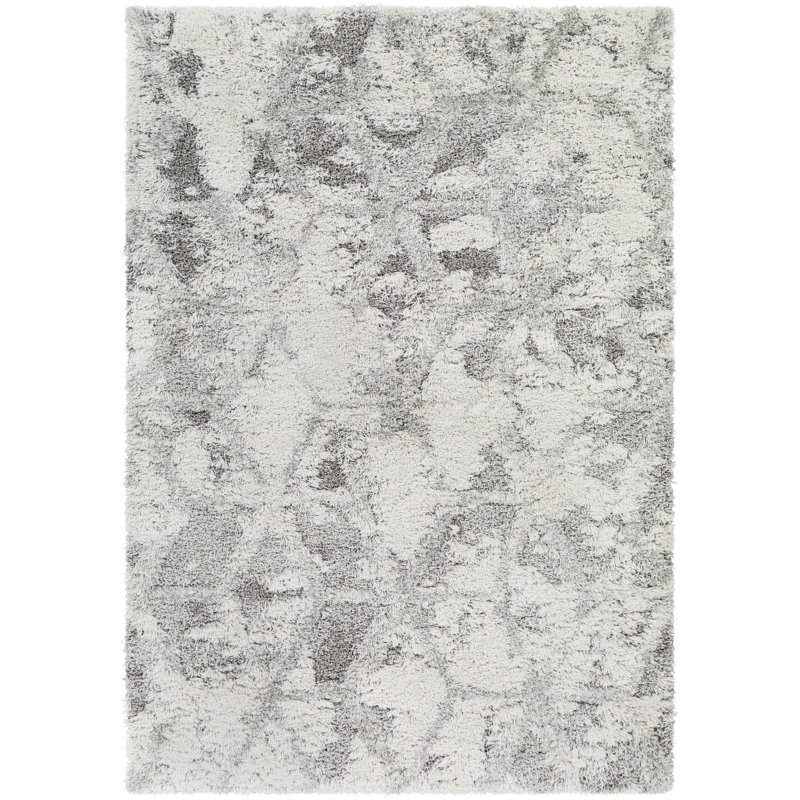 Gray High Pile Shag Rectangular Accent Rug