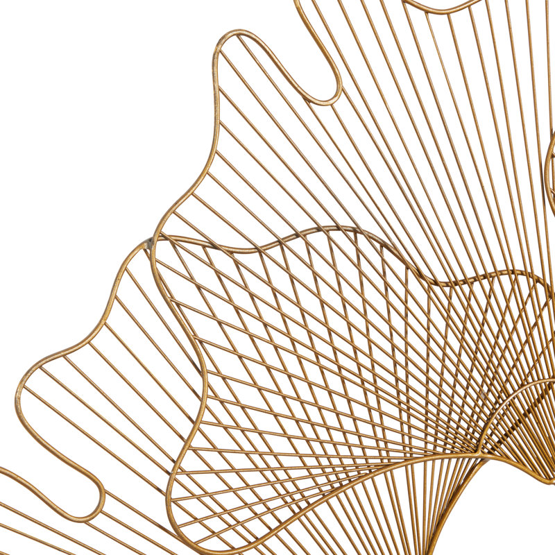 Elegant Gold Gingko Leaf Cluster Wall Sculpture, 38" x 34"