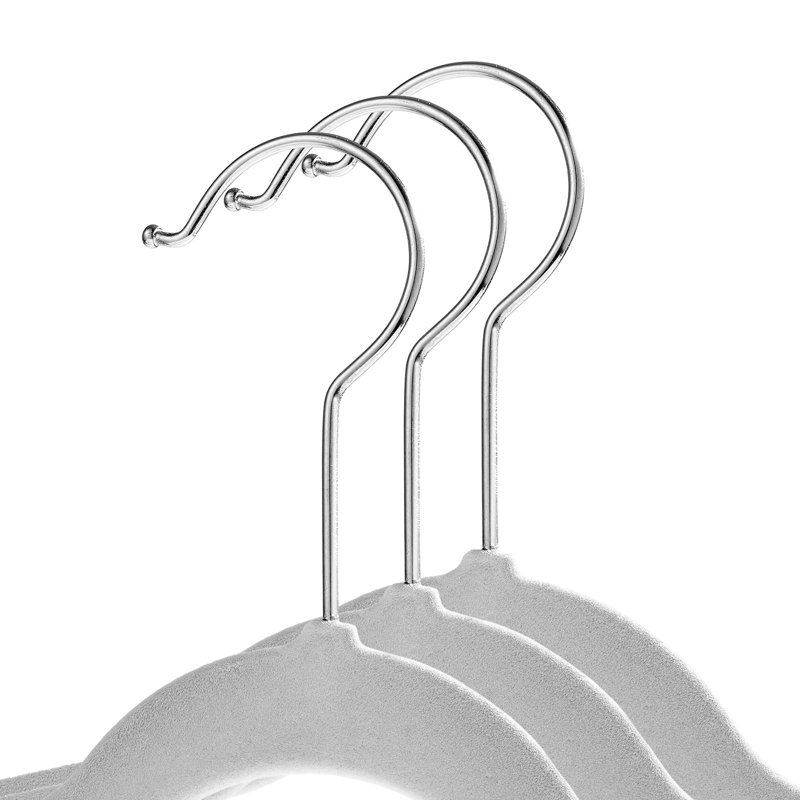 Gray Velvet Non-Slip Kids Clothing Hangers, 14"