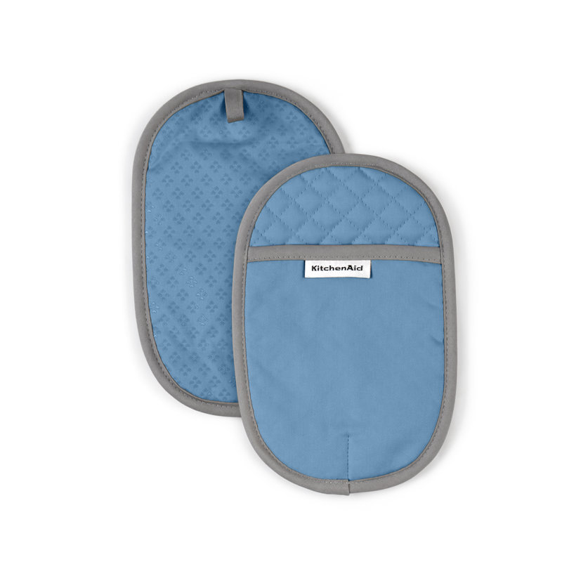 Blue Velvet Silicone Grip Oval Pot Holder Set